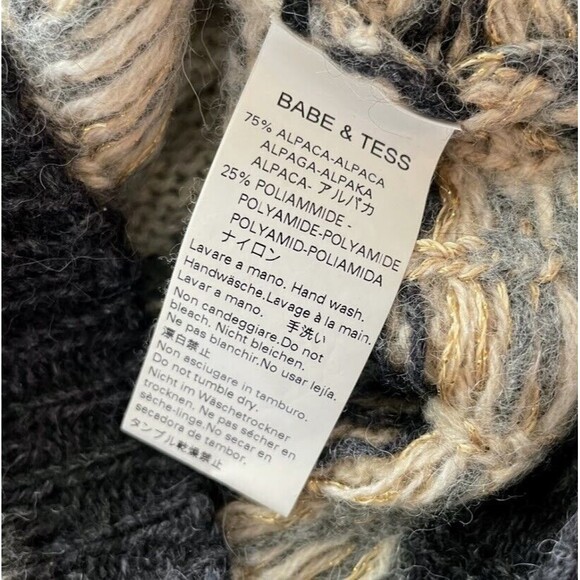 BABE & TESS Soft! Italian Alpaca Pullover Nordic Sweater Sz 12 M Ivory Blue - Picture 3 of 6